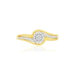 Bague or 375 2 tons diamants