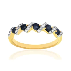 Bague or 750 2 tons diamants et saphirs