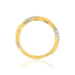 Bague or 375 2 tons, diamants total 10/100e de carat.