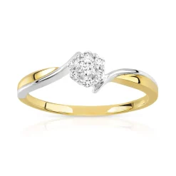 Bague or 750 2 tons fleur diamants