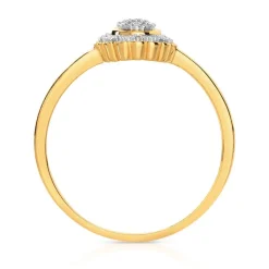 Bague or 375 2 tons fleur diamants