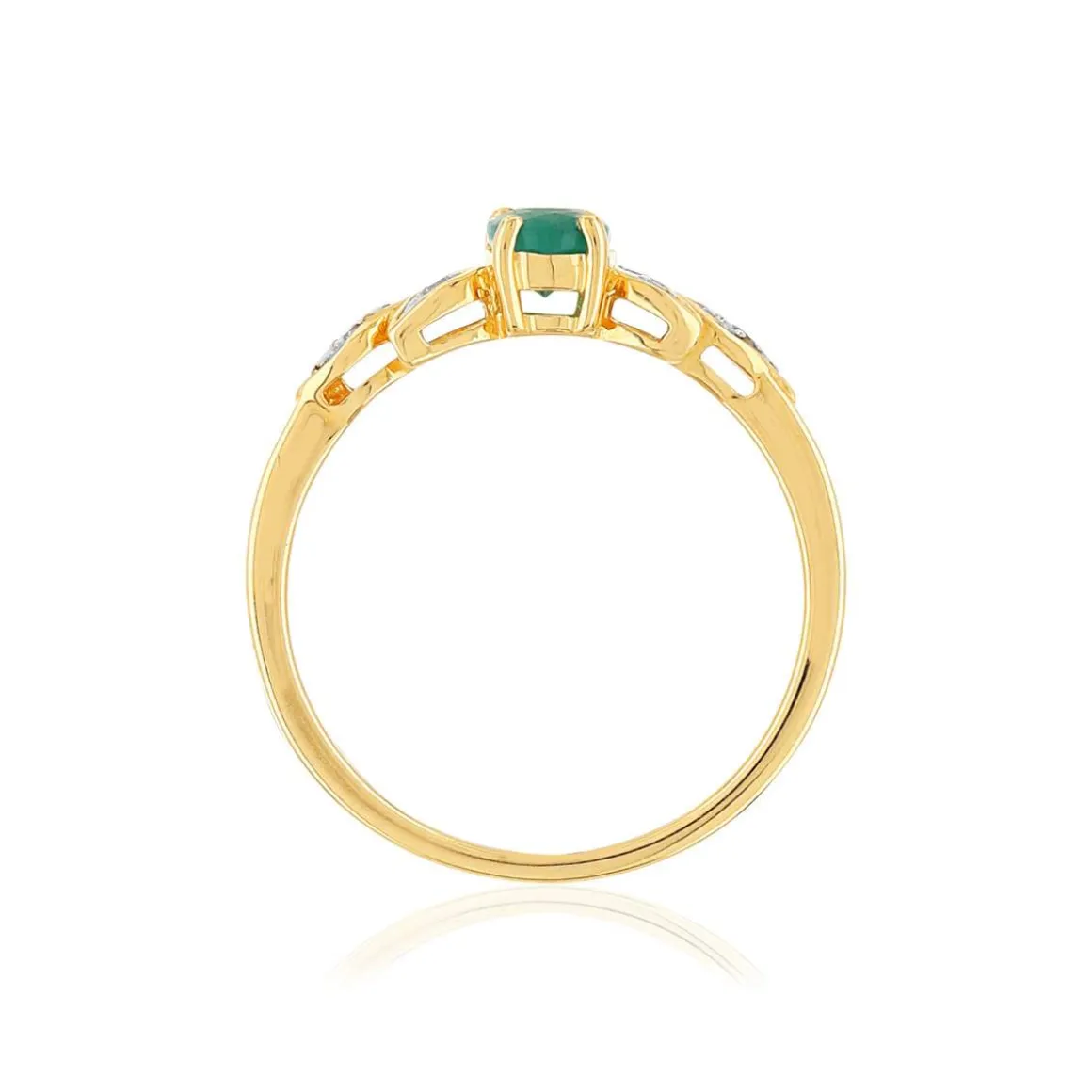 Bague or 375 2 tons émeraude ovale et diamants