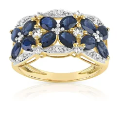 Bague or 750 2 tons papillons saphirs et diamants