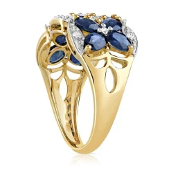 Bague or 750 2 tons papillons saphirs et diamants