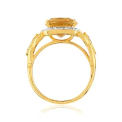 Bague or 375 2 tons pierres fines et diamants