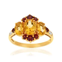 Bague or 375 2 tons pierres fines et diamants