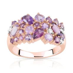 Bague or 375 2 tons pierres précieuses et fines