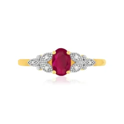 Bague or 375 2 tons rubis diamant