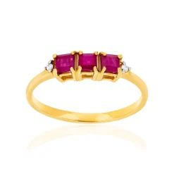 Bague or 375 2 tons rubis et diamants