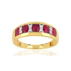 Bague or 750 2 tons rubis et diamants
