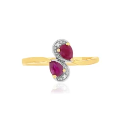 Bague or 375 2 tons, rubis et diamants.