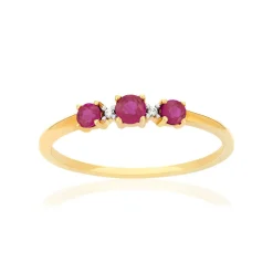 Bague or 375 2 tons rubis et diamants