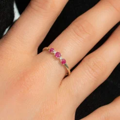 Bague or 375 2 tons rubis et diamants
