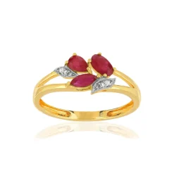 Bague or 375 2 tons rubis et diamants