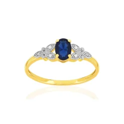 Bague or 375 2 tons saphir diamant