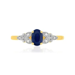 Bague or 375 2 tons saphir diamant
