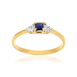 Bague or 375 2 tons saphir et diamants
