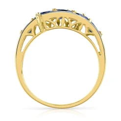 Bague or 375 2 tons saphirs et diamants
