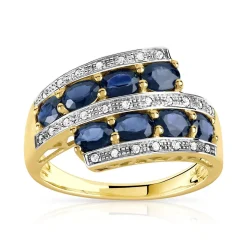 Bague or 375 2 tons saphirs et diamants