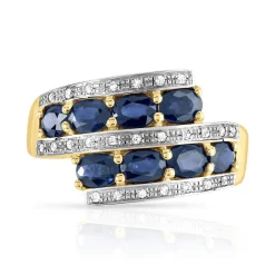 Bague or 375 2 tons saphirs et diamants