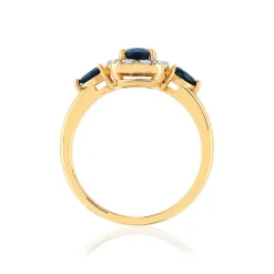 Bague or 750 2 tons saphirs et diamants