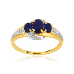 Bague or 375 2 tons saphirs ovales et diamants