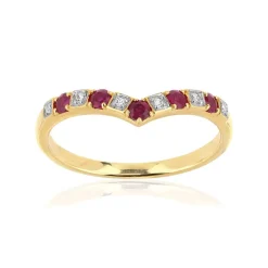Bague or 375 2 tons "V" rubis et diamants