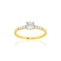 Bague or 375 2 tons zirconias