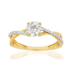 Bague or 375 2 tons zirconias