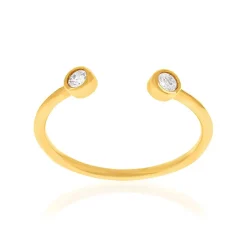 Bague ouverte plaqué or jaune et zirconias