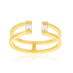 Bague ouverte plaqué or jaune et zirconias