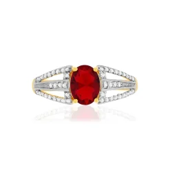 Bague plaque or 2 tons pierre imitation zirconias