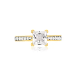 Bague plaque or 2 tons zirconias