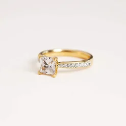Bague plaque or 2 tons zirconias