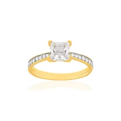 Bague plaque or 2 tons zirconias