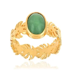 Bague plaqué or aventurine
