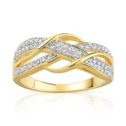 Bague plaqué or entrelacée 2 tons zirconias