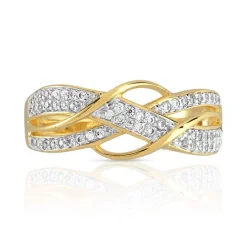 Bague plaqué or entrelacée 2 tons zirconias