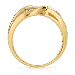 Bague plaqué or entrelacée 2 tons zirconias