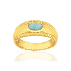 Bague plaqué or jaune amazonite