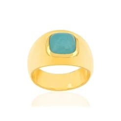 Bague plaqué or jaune amazonite