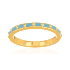 Bague plaqué or jaune et résine bleue