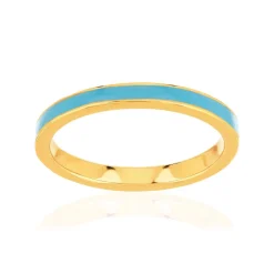 Bague plaqué or jaune et résine bleue