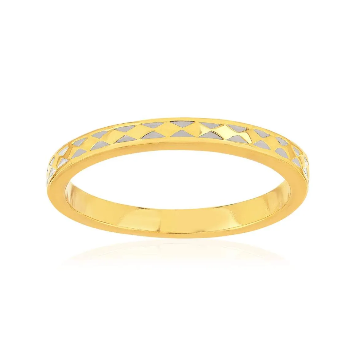 Bague plaqué or jaune et résine blanche, motif losange.