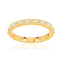 Bague plaqué or jaune et résine blanche