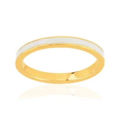 Bague plaqué or jaune et résine blanche