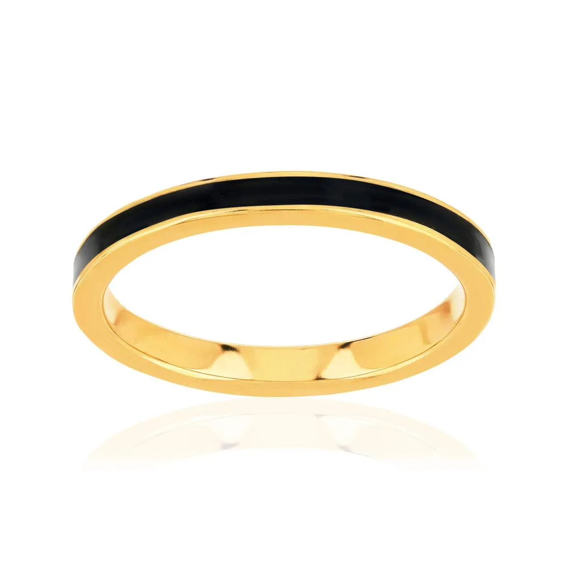 Bague plaqué or jaune et résine noire.