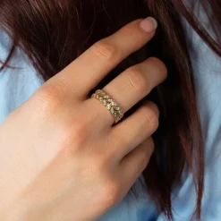 Bague plaqué or jaune et ziconias