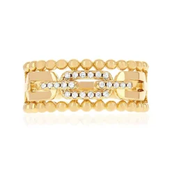 Bague plaqué or jaune et zirconias