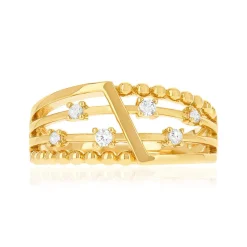 Bague plaqué or jaune et zirconias